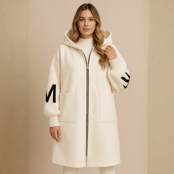 SELENE | KNITTED HOODED LONG COAT