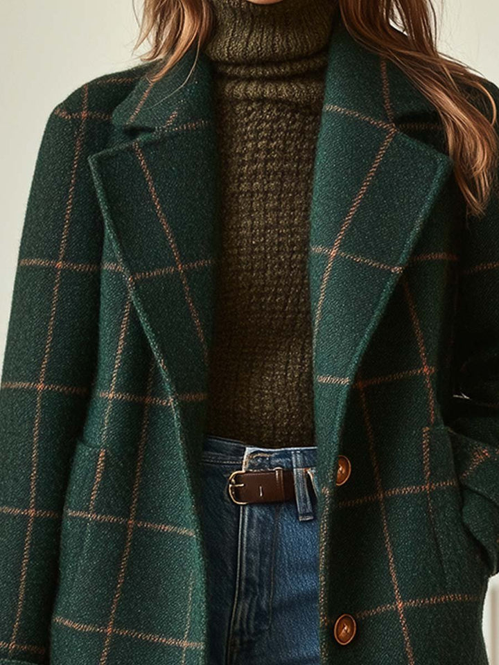 RETRO | PLAID TWEED COAT