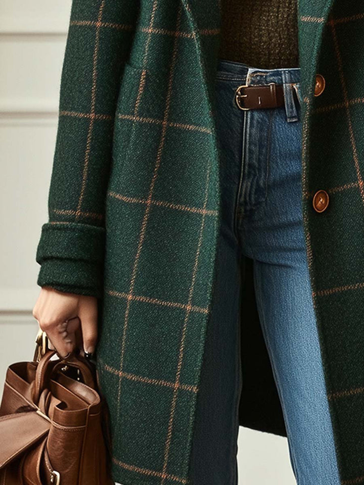 RETRO | PLAID TWEED COAT