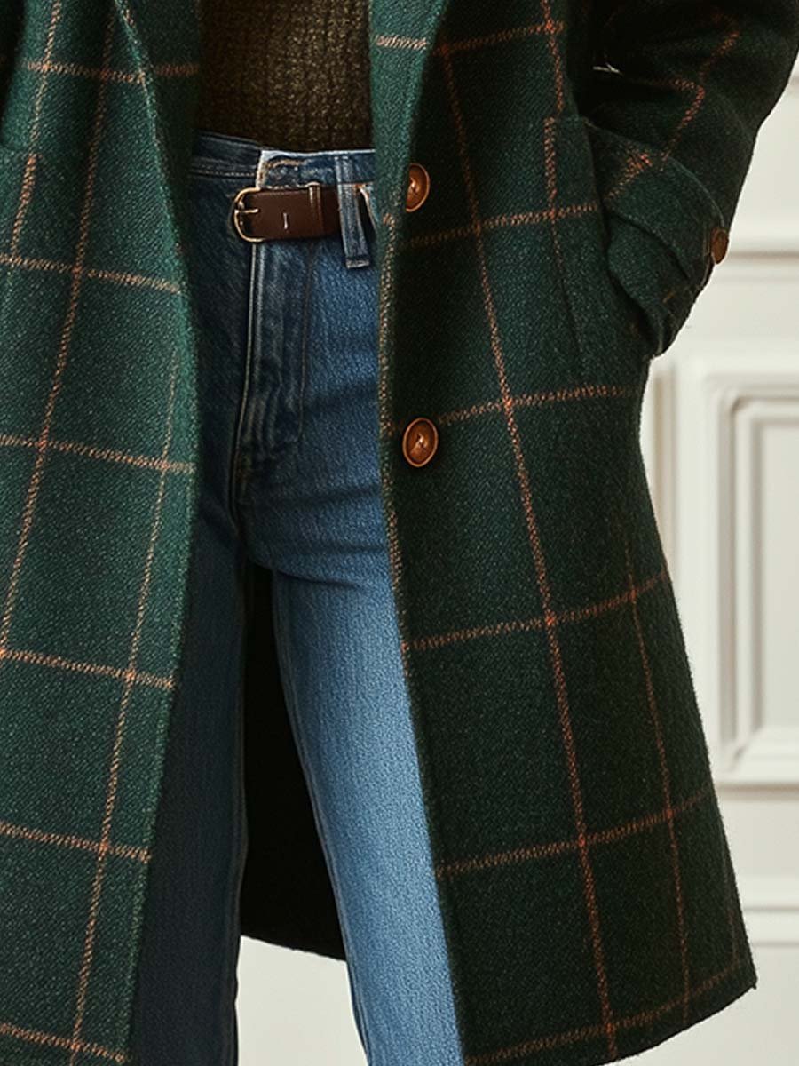 RETRO | PLAID TWEED COAT